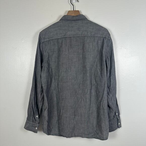 Calvin Klein Mens 100% Cotton Button-Up Long Sleeve Grey Career Shirt Large - Picture 2 of 5